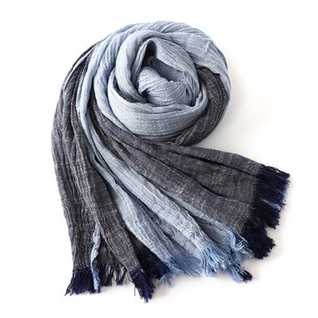 棉麻圍巾男士春秋冬季薄款脖套冬天百搭文藝黑色藍色復古亞麻圍脖