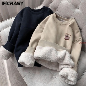 🎉🎉🎉超級優惠保暖衣 大學t 長袖上衣 衛衣女 羊羔絨衛衣男女士T恤ins潮流長袖圓領百搭寬鬆保暖上衣服