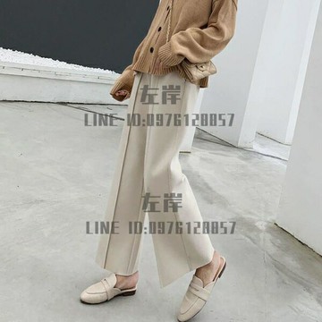 寬管褲 毛呢闊腿褲女秋冬季九分褲垂感高腰顯瘦直筒寬松加厚休閑呢子【雲木雜貨】