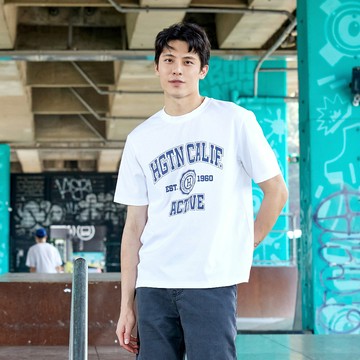 Hang Ten Korean Supima胸前印花短袖T恤-男(白色)