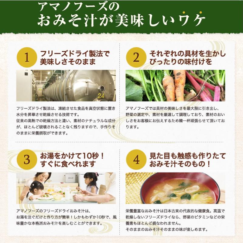 アマノフーズ 12種より選べる いつものおみそ汁 3種×10食 計30食 送料無料 一部地域を除く フリーズドライ みそ汁 味噌汁 簡単 インスタント