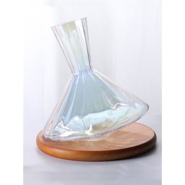 北歐紅酒醒酒器家用創意陀螺快速醒酒分酒器搖擺寬棱不倒翁帶木托