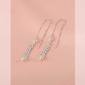 艷炟麥穗流蘇耳環女純銀小眾設計感長款耳飾氣質高級大氣珍珠耳墜