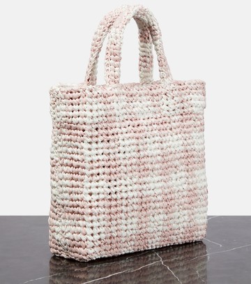 Prada Logo raffia-effect shopper