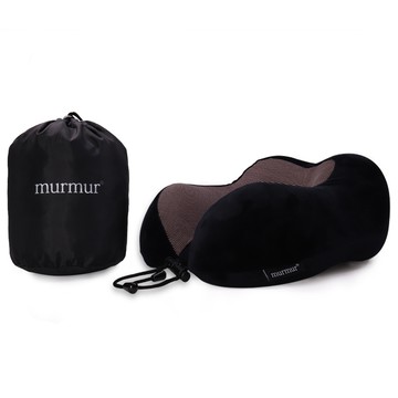 【murmur】旅行頸枕｜絨毛-經典黑| U型護頸枕推薦（附收納袋） _廠商直送