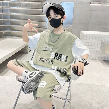 ❤️AL❤️ 兒童套裝 男童套裝 中大童套裝 男童夏裝套裝2026夏季新款短袖兒童帥氣炸街寬鬆中大童運動兩件套