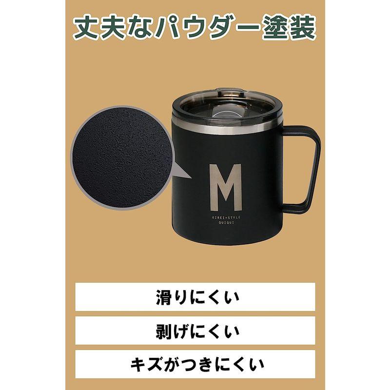 OGURA 真空断熱 マグカップ 350ml アルファベット フタ付き ステンレス 保温 保冷 ブラック M