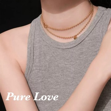 Pure Love樂芙 / 正韓 鈦鋼【316L醫療鋼】G01088多種戴法小圓珠OT扣項鏈 / 金