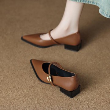 真皮瑪麗珍女鞋2026開秋季新款尖頭低跟通勤小皮鞋女款春鞋小單鞋