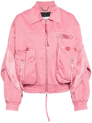 Blumarine - satin-inserts bomber jacket - women - Cotton/Viscose/Polyester - 42 - Pink