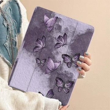 【輕薄防彎】油畫蝴蝶適用ipad11/10保護套新款iPadair7/6保護殼11/13英寸mini7防摔ipadpro2024女好看帶筆槽