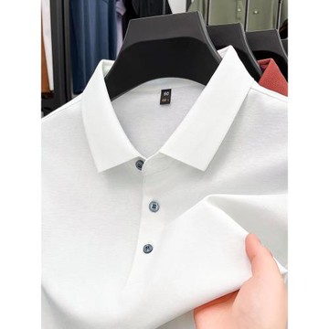 100支雙面精梳絲光棉保羅POLO衫男夏季純棉滑料透氣白色短袖T恤潮