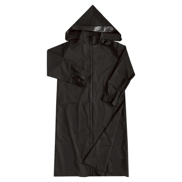 捷華 加長三拉鍊雨衣 環保EVA材質  黑色  XXL