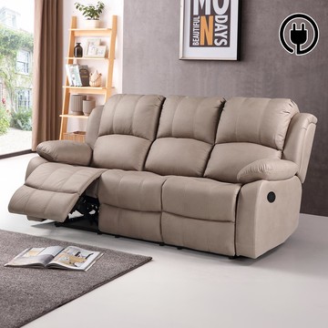 【obis】NANO三人電動沙發棕色(科技布)