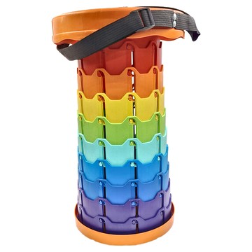 螺旋伸縮露營椅 多功能可攜式 安全PP材質  彩虹橘  1個