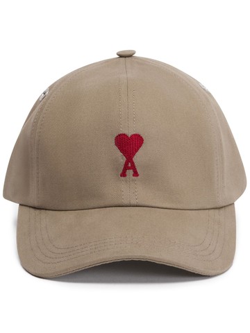 AMI Paris - logo-embroidered cotton cap - unisex - Cotton - OS - Brown