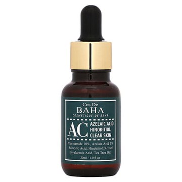 Cos De BAHA, AC，壬二酸扁柏酚潔膚霜，1 液量盎司（30 毫升）