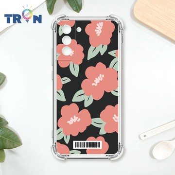 TRON 三星 S21 PLUS 平塗手繪花朵A款 四角防摔載具殼 軟殼 手機殼