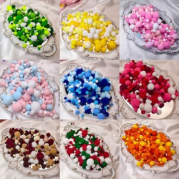 懶貓DIY💖 大小混裝高彈毛絨球萌趣DIY彩色毛球幼兒園早教創意兒童手作毛球
