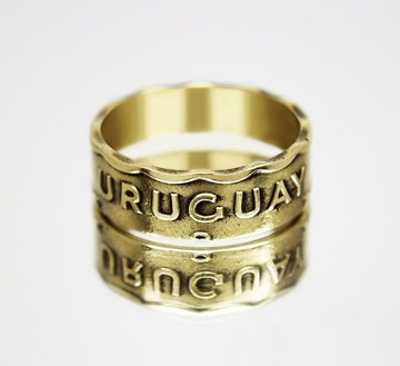烏拉圭硬幣戒指 50 sentesimo 1976-1981 男士硬幣戒指 女士硬幣戒指