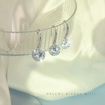 925純銀仿鉆石耳環女年新款潮耳環小眾設計感超閃鋯石ins耳飾