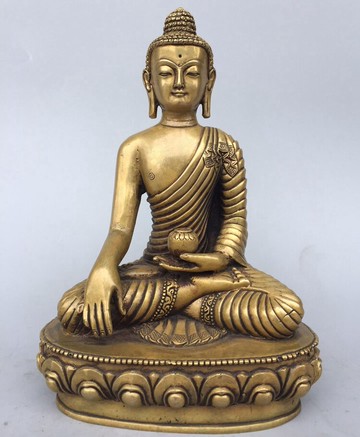 古玩銅器收藏仿古黃銅擺件工藝品商務禮品 釋迦摩尼藥師佛