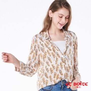 ET BOîTE 箱子 BLUE WAY –白底長版七分袖花襯衫