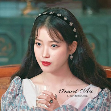 iu韓國發飾德魯納酒店同款發箍日韓復古絲絨超閃鑲鉆頭箍小香風