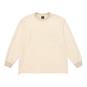 KANGOL 長袖 中性 淺卡其 麂皮 圓領T 6255101131