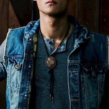 【MF select】搖滾龐克 機械齒輪 古金款 保羅領帶 Bolo Tie 美式領帶 項鍊 領繩領帶 領繩項鍊