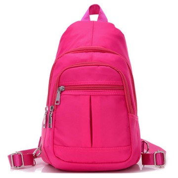 I.Dear-男女休閒可水洗尼龍拉鍊3way胸背包雙肩後背包(BG74桃紅)