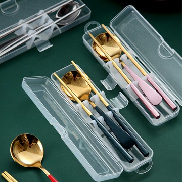 筷子勺子套裝304不銹鋼便攜餐具盒單人裝學生三件套外帶筷子收納