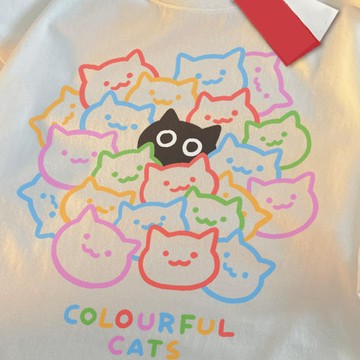 S~XL 多彩貓頭 純棉 短T 情侶T【Y0963】MIT 情侶裝 短袖T 萌寵 班服 團服 男女可穿 長袖 長T