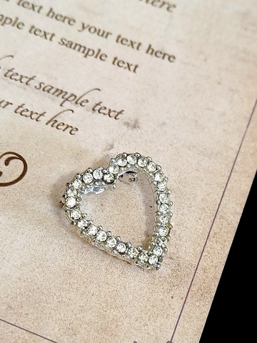 vintage jewelry 典雅心形萊茵 別針 胸針