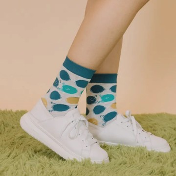 【hahababy】藍綠點點-大人休閒襪