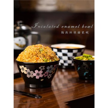 肥龍琺瑯搪瓷中空保溫碗湯盆茶盞宇航員美人魚茶碗杯防燙隔熱保溫