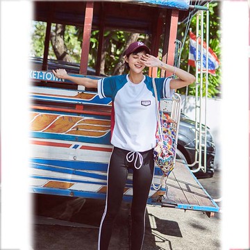 狐狸姬，M-2XL百視運動衣白邊長褲三件式路跑瑜珈服運動休閒長褲套裝-長褲三件組(白邊)