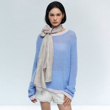 SO NICE 日系壓摺拼接雙層圍巾