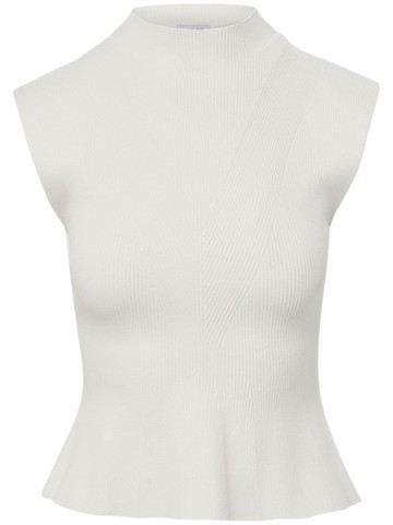 Veronica Beard - Cio ribbed-knit top - women - Polyester/Viscose - L - White