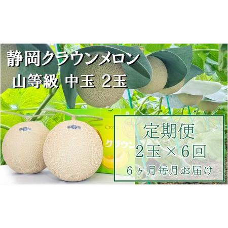 ふるさと納税 クラウンメロン 定期便 6ヶ月 上 山等級 中玉 1.3kg前後 2玉入 果物 くだもの フルーツ メロン マスクメロン デザート 青.. 静岡県袋井市