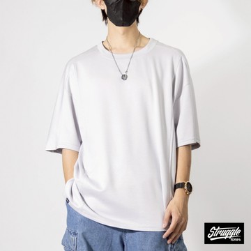 【S.G】日系 寬版 拼接剪裁太空棉短TEE「灰色」M~XL｜官方旗艦店72501