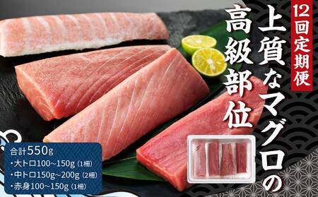 長崎県産 本マグロセット 計550g（大トロ・中トロ・赤身セット）