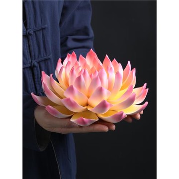 戴玉堂陶瓷擺件佛堂蓮花荷花佛前供花客廳佛桌大仿真花仙堂裝飾品
