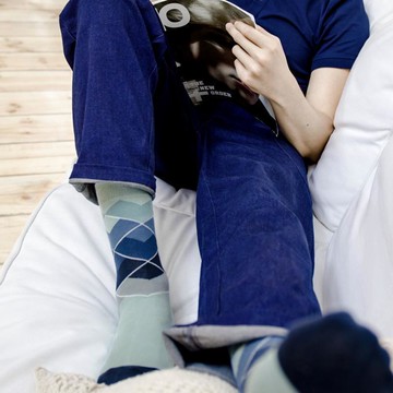 紳士四季襪 / 完美比例菱格紋 - 哥倫比亞藍及普魯士藍 / Polygiene®消臭抑菌 23 - 28 cm