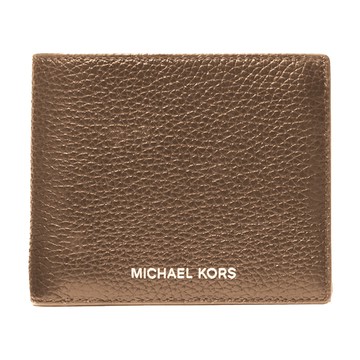 MICHAEL KORS - 燙字LOGO荔枝紋皮革短夾 (焦糖棕色)