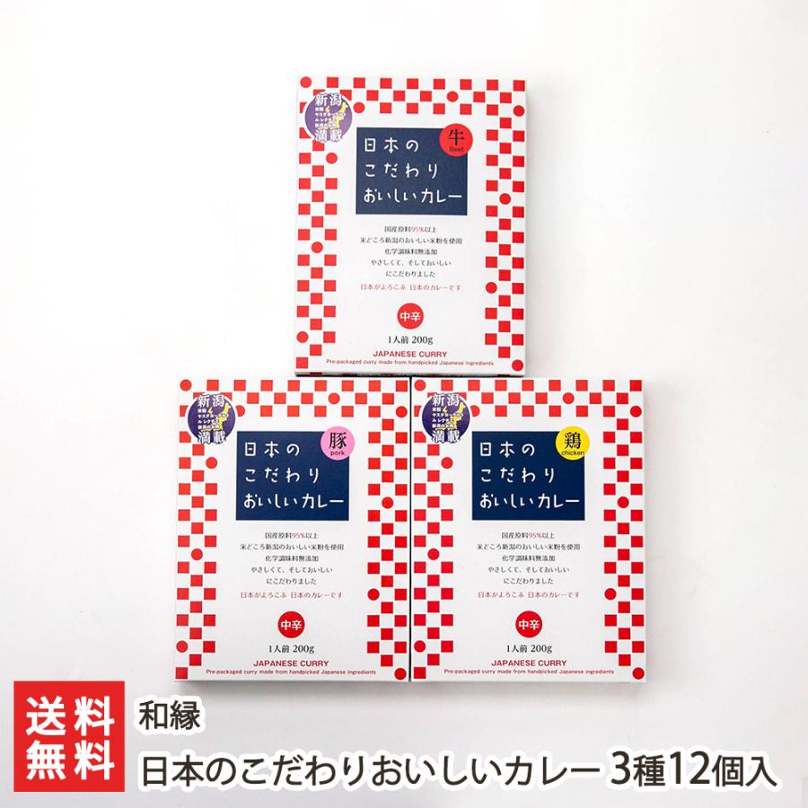 日本のこだわりおいしいカレー 3種12個入り 惣菜 和縁 後払い決済不可 送料無料