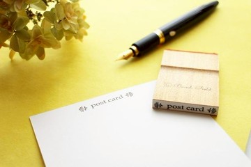「post card」明信片字樣 木頭印章