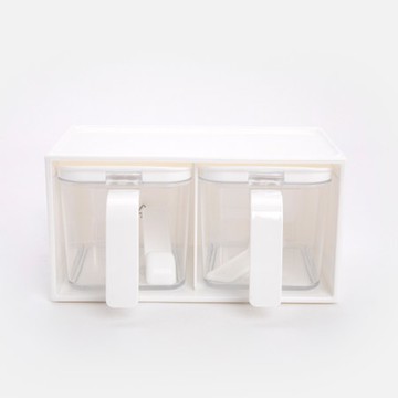 日本Pearl可直放雙格調味盒附匙