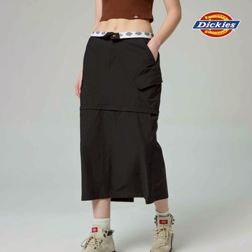 Dickies女款黑色內腰Logo印花拉鍊可拆式設計長裙|DK0A887LBLK