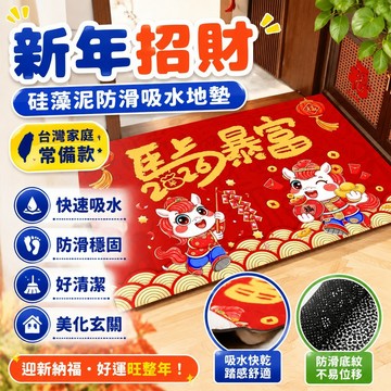 99免運🧧新年裝飾🧧硅藻泥防滑地墊大門口吸水腳墊馬年入戶門家用抗髒墊進門速幹墊子